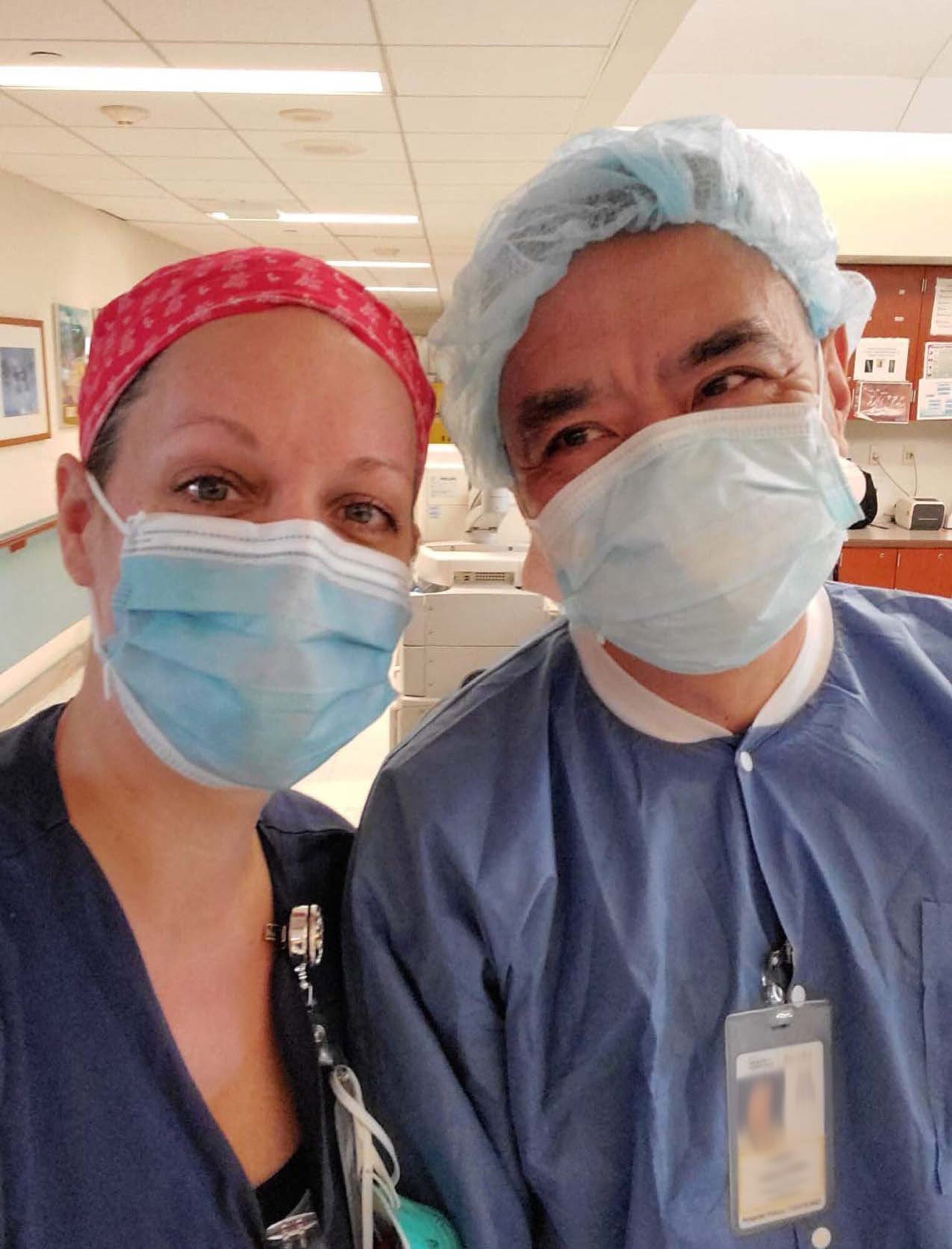 Two medical professionals smile at New York City Health + Hospitals/Jacobi