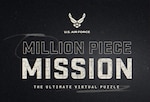 Black screen with white Air Force Logo, and text that reads million piece mission: the ultimate virtual puzzle