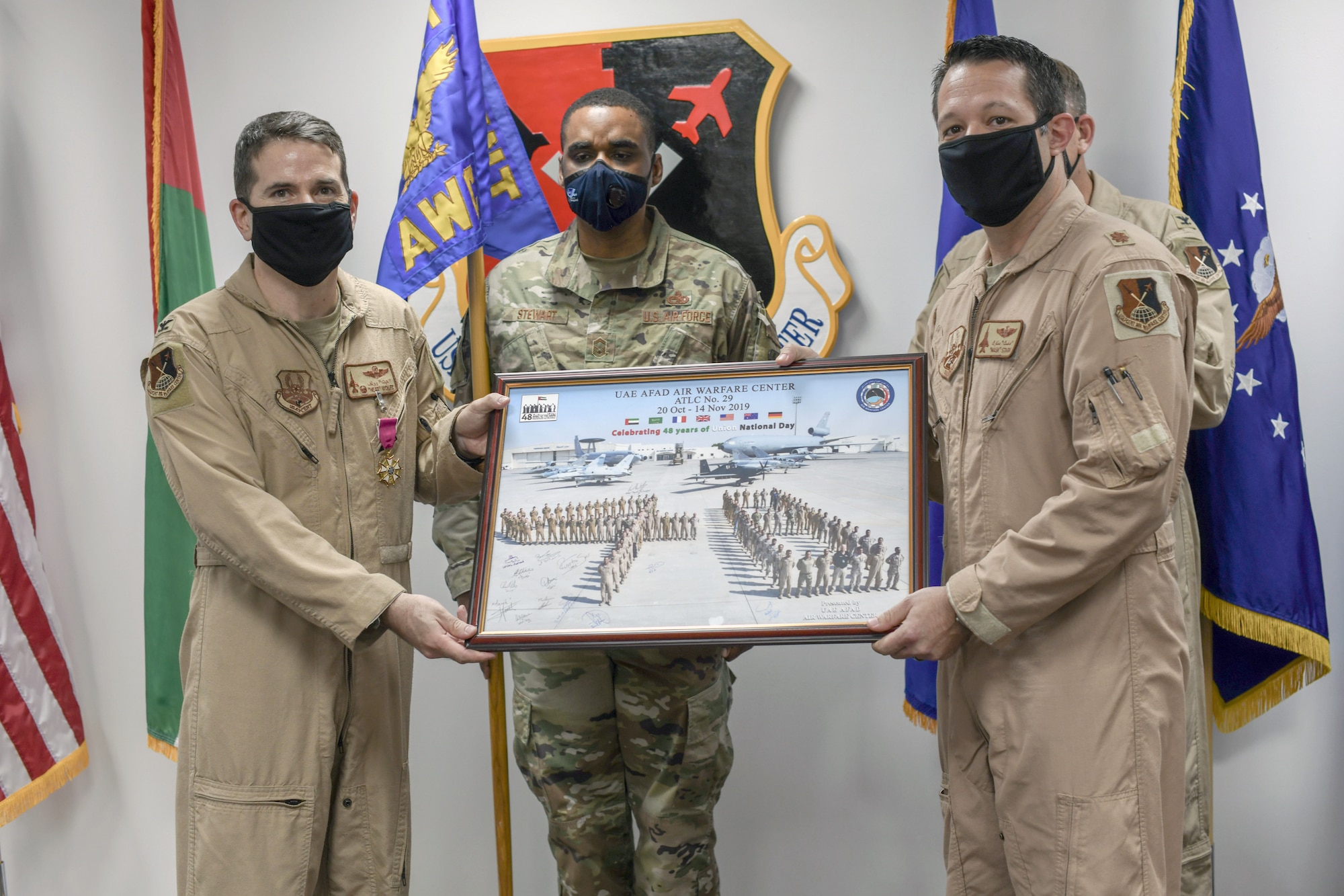 AL DHAFRA AIR BASE, United Arab Emirates --Col. Jordan Grant took command of the U.S. Air Force Central Command Air Warfare Center during a ceremony presided by Lt. Gen. Joseph T. Guastella, U.S. AFCENT commander here June 10, 2020. (U.S. Air Force photo by Master Sgt. Patrick OReilly)