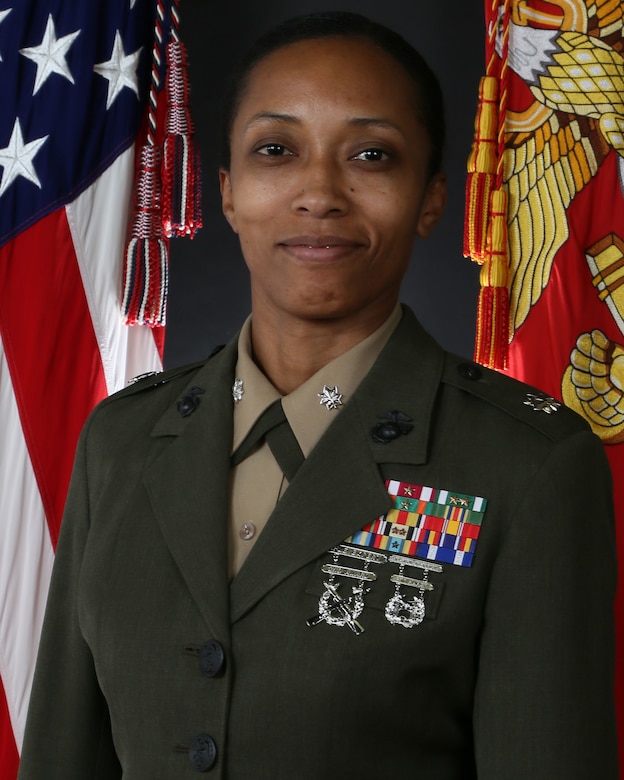 Command portrait of Lt. Col Christina R. Henry, commanding officer of 2nd Maintenance Battalion, 2nd Marine Logistics Group.