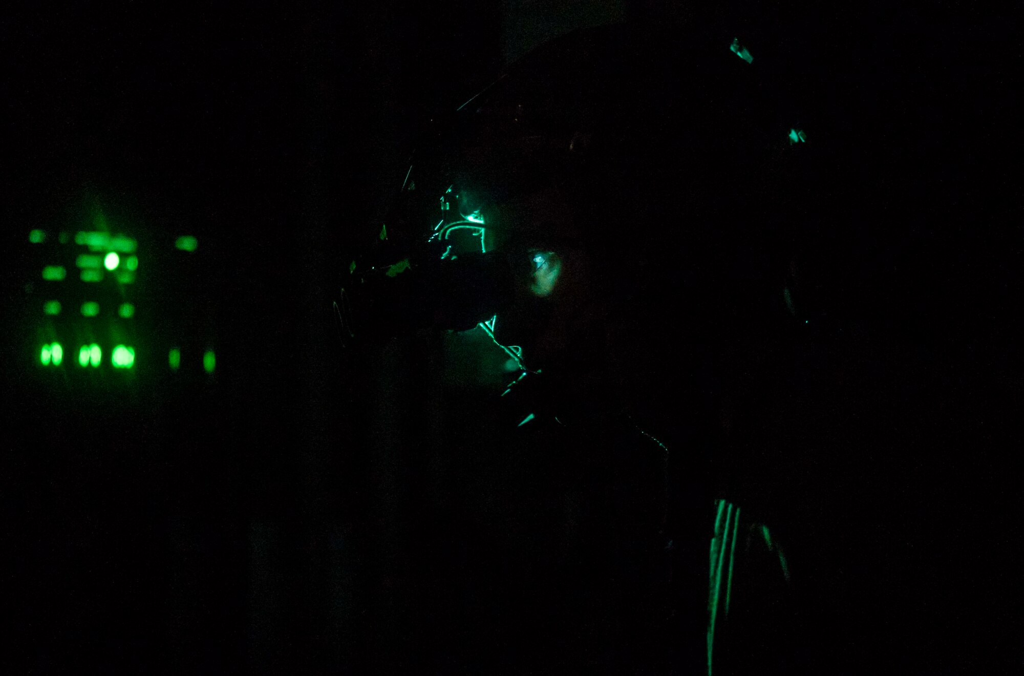 Senior Master Sgt. Jerimiah Yurick, 75th Expeditionary Airlift Squadron (EAS) loadmaster, prepares to load cargo onto a C-130J Super Hercules in Somalia, June 10, 2020. The 75th EAS provides strategic airlift capabilities across the Combined Joint Task Force - Horn of Africa (CJTF-HOA) area of responsibility. (U.S. Air Force photo by Staff Sgt. Shawn White)