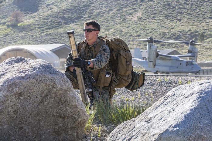 On June 11, 2020, Marines & Sailors from Headquarters Company, 5th Marine Regiment; 3d Battalion, 5th Marine Regiment; and 3d Marine Air Wing conducted an air assault from Marine Corps Air Station Camp Pendleton to the Marine Corps Mountain Warfare Training Center in Bridgeport, California as part of Mountain Exercise 5-20.