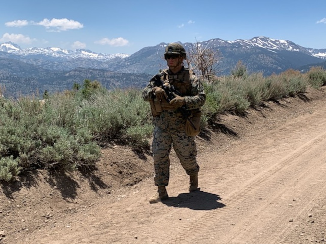 On June 11, 2020, Marines & Sailors from Headquarters Company, 5th Marine Regiment; 3d Battalion, 5th Marine Regiment; and 3d Marine Air Wing conducted an air assault from Marine Corps Air Station Camp Pendleton to the Marine Corps Mountain Warfare Training Center in Bridgeport, California as part of Mountain Exercise 5-20.