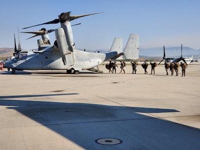 On June 11, 2020, Marines & Sailors from Headquarters Company, 5th Marine Regiment; 3d Battalion, 5th Marine Regiment; and 3d Marine Air Wing conducted an air assault from Marine Corps Air Station Camp Pendleton to the Marine Corps Mountain Warfare Training Center in Bridgeport, California as part of Mountain Exercise 5-20.