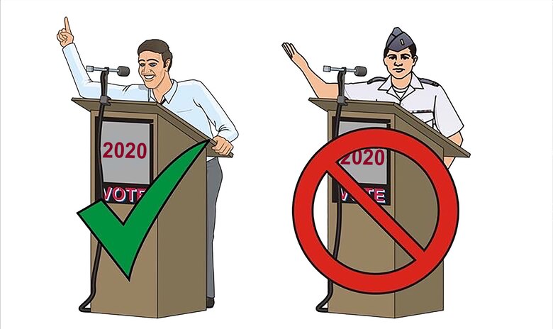 With 2020 being an election year, it's important for all Department of Defense members to know regulations concerning political activities.(U.S. Air Force graphic by James Luman)