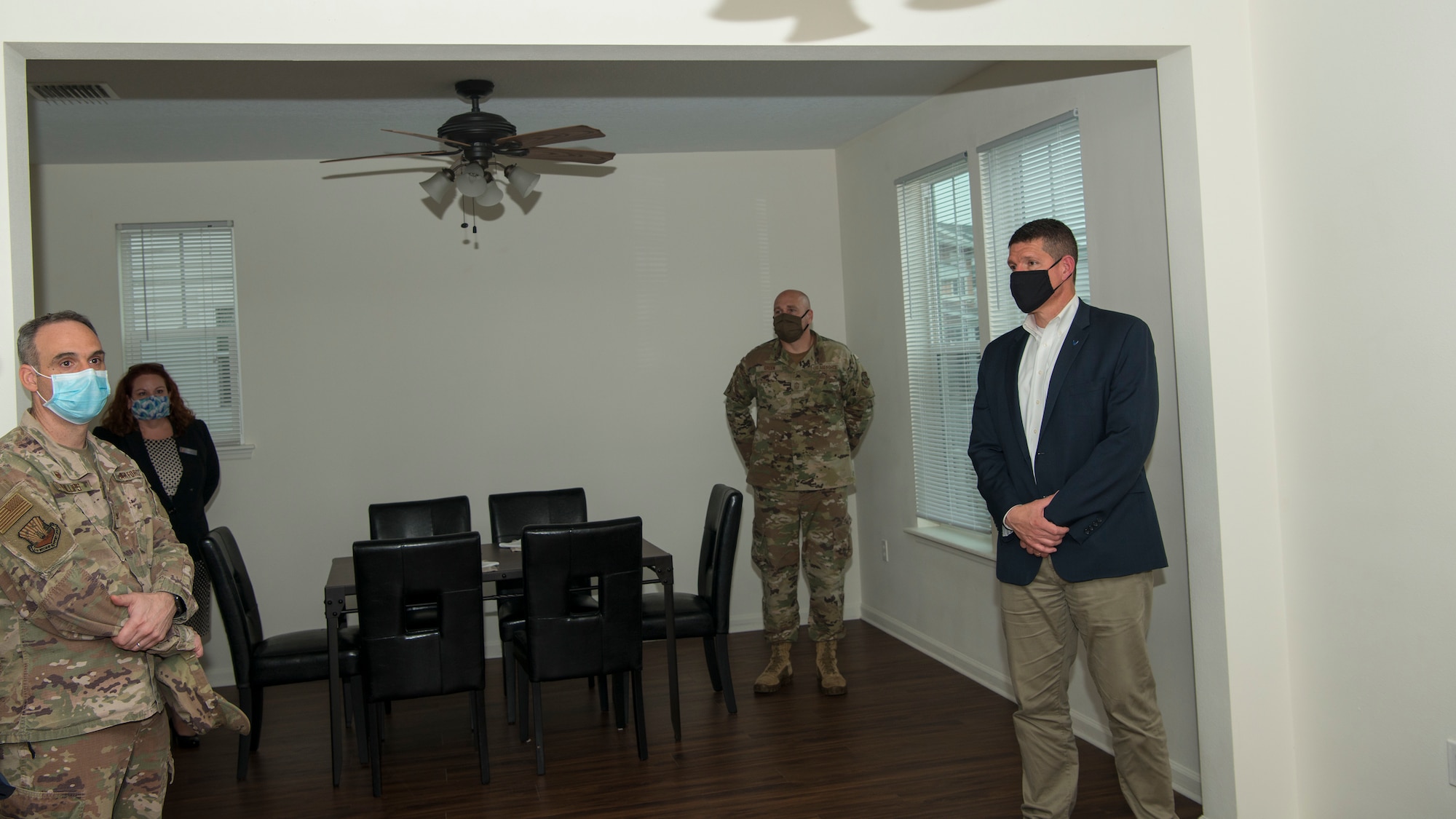 Hon. John Henderson, the Assistant Secretary of the Air Force for Environment, Installations and Energy, meets with 6th Air Refueling Wing leadership at a house on MacDill Air Force Base, Fla., June 10, 2020.