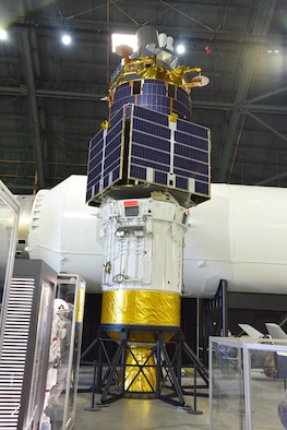 Picture of the GPS Exhibit that is displayed in the shape of a satellite.