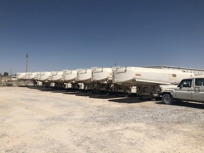 Tanks for ten NATO bulk fuel carriers awaiting destruction at DLA Disposition Services' Kandahar site.