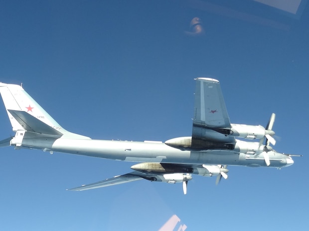 Photo of a Russian Tu-95 bomber flying in the Alaskan Air Defense Identification Zone June 16, 2020. The Russian military aircraft came within 32 nautical miles of Alaskan shores; however, remained in international airspace and at no time did they enter United States sovereign airspace.