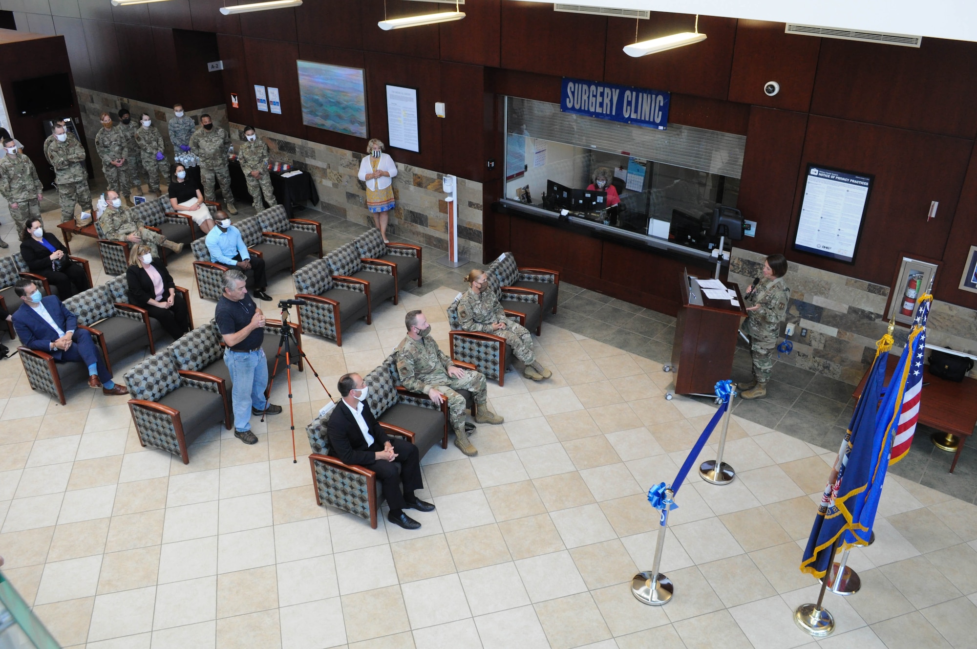 Col. Jennifer Trinkle, 72nd Medical Group commander, and Wade Vlosich, director of the Oklahoma City Veterans Affairs Health Care System, cut the ribbon opening the VA Primary Care Clinic at Tinker Air Force Base on June 15 at the 72nd Medical Group. This is the first VA clinic on base. This space allows for the care of all warriors and strengthens the partnership between military bases and the VA.