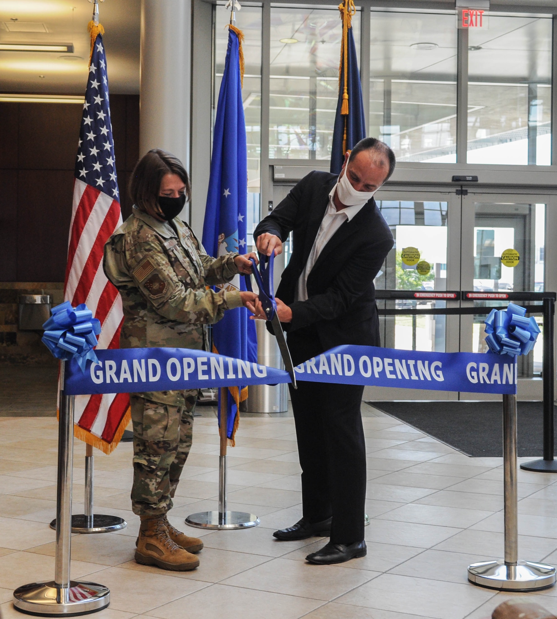 Col. Jennifer Trinkle, 72nd Medical Group commander, and Wade Vlosich, director of the Oklahoma City Veterans Affairs Health Care System, cut the ribbon opening the VA Primary Care Clinic at Tinker Air Force Base on June 15 at the 72nd Medical Group. This is the first VA clinic on base. This space allows for the care of all warriors and strengthens the partnership between military bases and the VA.