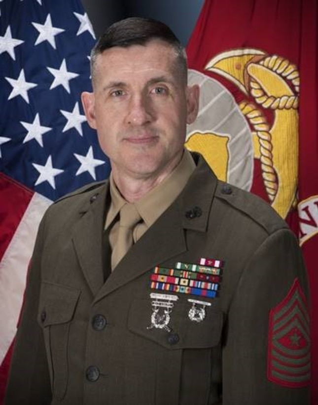 Photo of SgtMaj Michael Ryan in Service Alpha uniform.