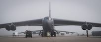 A B-52H Stratofortress deployed from Barksdale Air Force Base, La., prepares for take off from Eielson Air Force Base, Alaska, for a Bomber Task Force mission June 16, 2020. This Bomber Task Force brought B-52H Stratofortress bombers and 2nd Bomb Wing Airmen to the Indo-Pacific theater to test their ability to integrate and operate from a forward location. (U.S. Air Force photo by Senior Airman Lillian Miller)