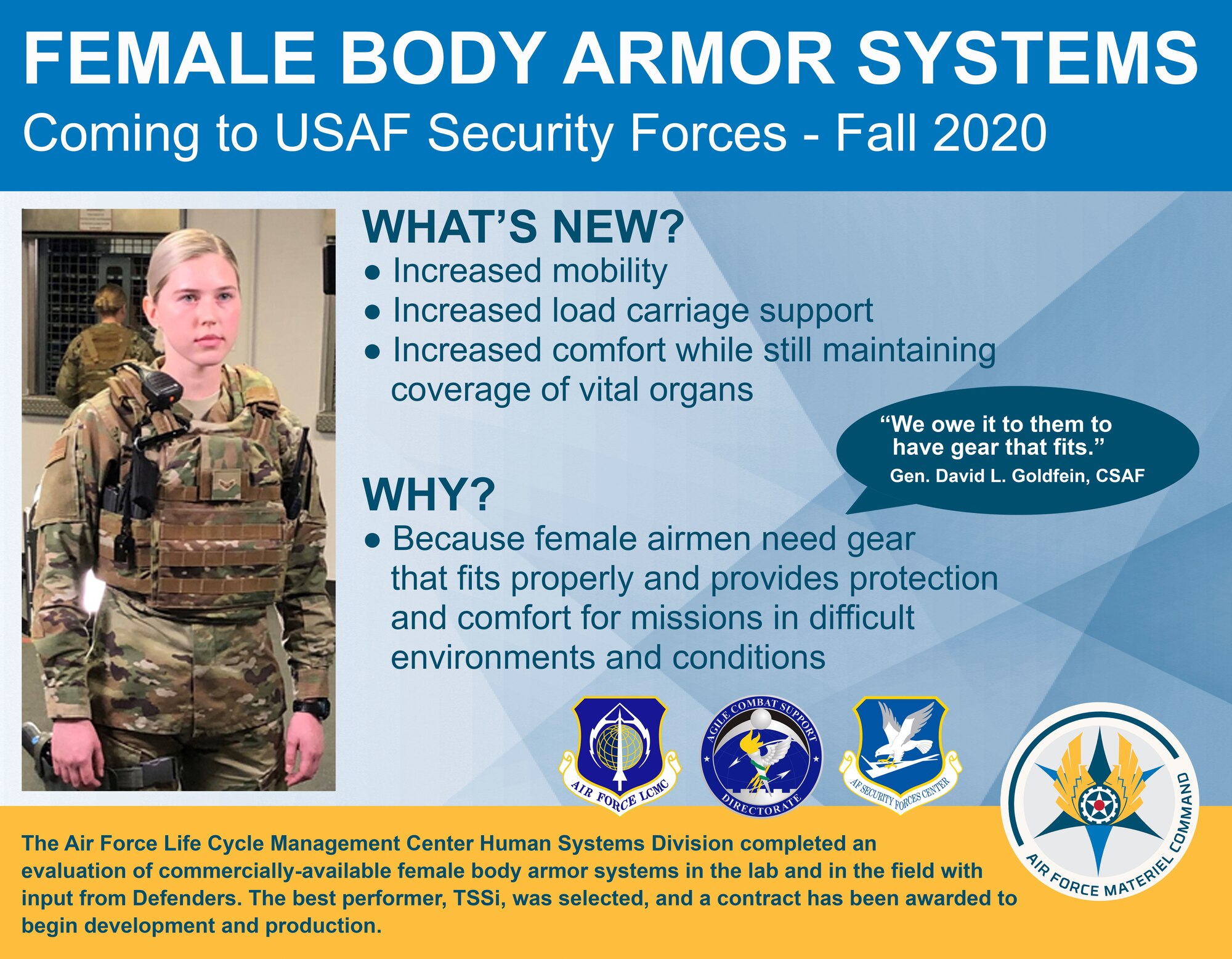 Air Force awards contract for improved Female Body Armor