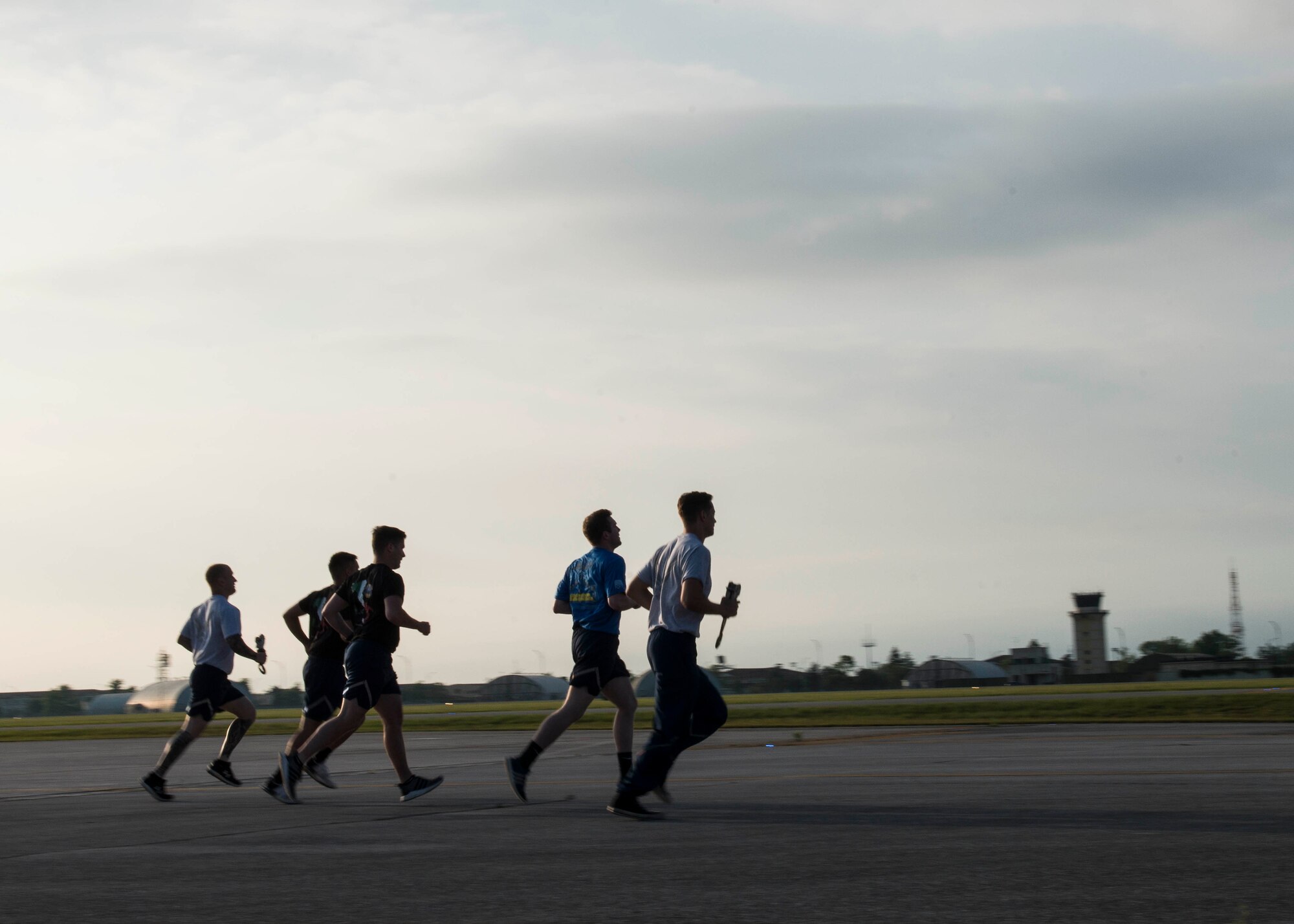 Members of the 724th Air Mobility Squadron participate in a memorial run at Aviano Air Base, Italy, June 18, 2020.
