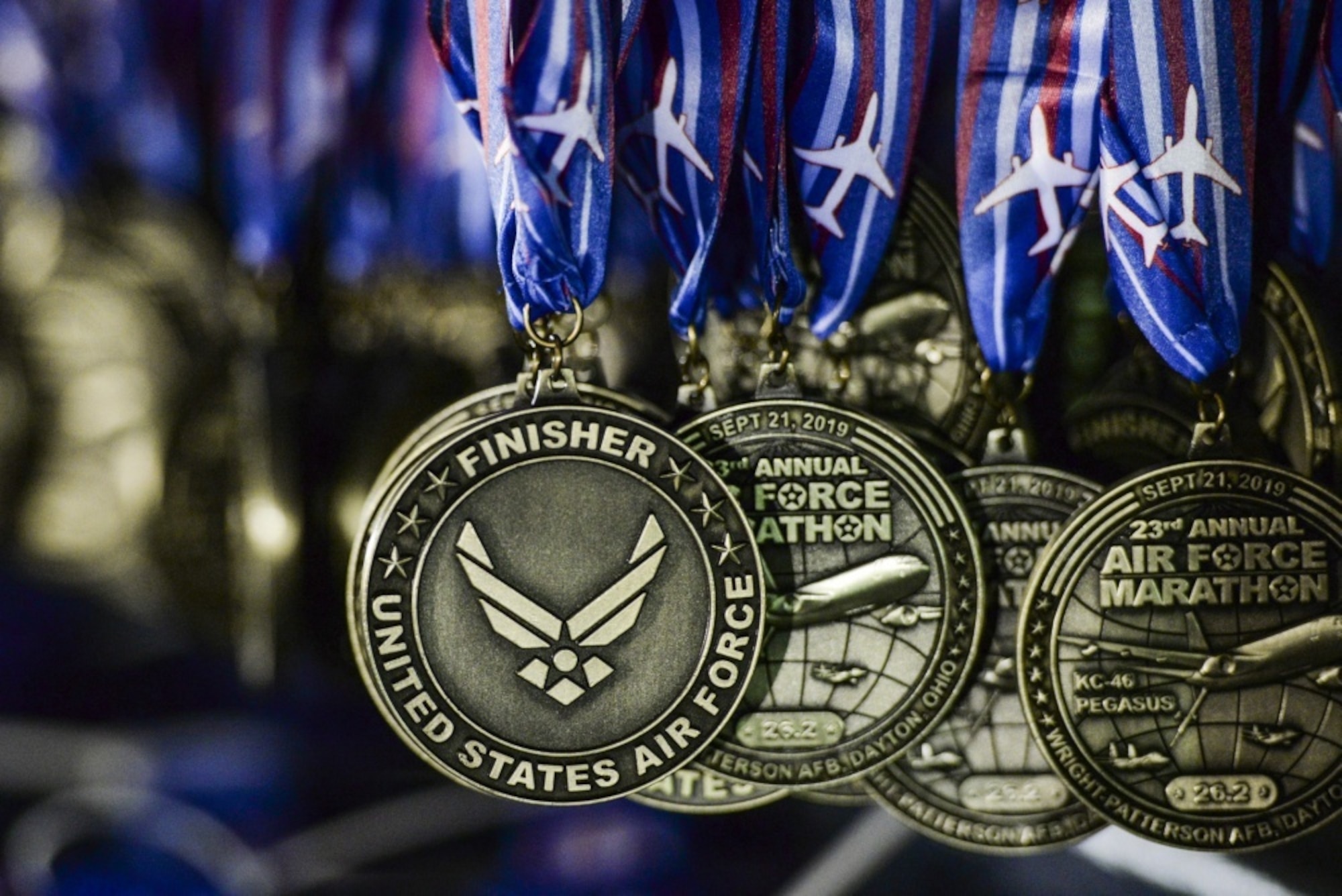 Due to the impact of the COVID-19 pandemic, to protect the health and safety for over 25,000 participants, volunteers and guests, with the exception of the virtual race, Air Force officials have cancelled the 2020 Air Force Marathon scheduled for Saturday, Sept. 19. Runners can still virtually complete the Air Force Marathon, half marathon, 10K, 5K, Tailwind Trot or Fly! Fight! Win! Challenge Series race. Runners will run their selected distance between Sept. 1-30. (U.S. Air Force photo/Wesley Farnsworth)