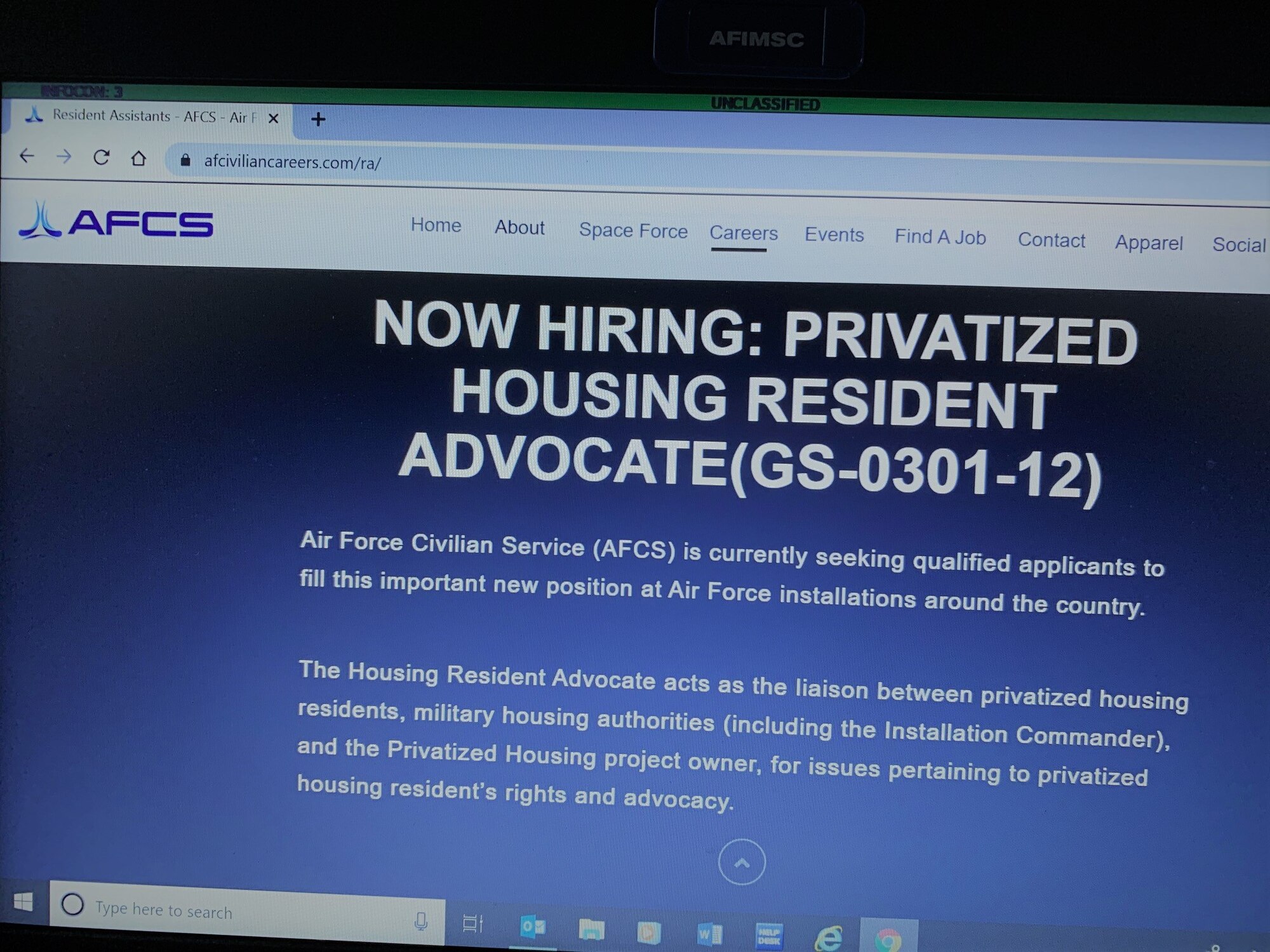 Photo showing now hiring privatized housing resident advocates