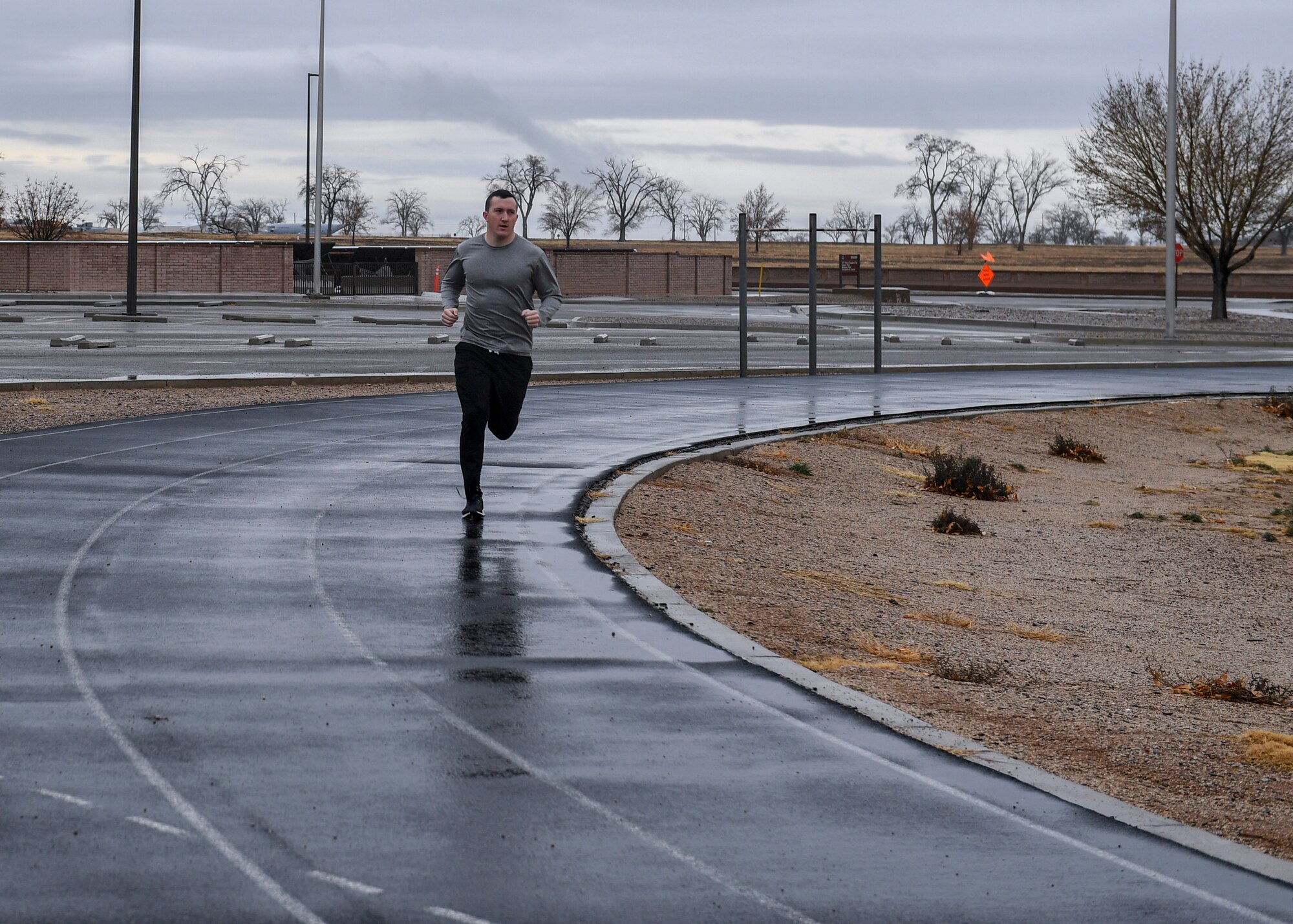 A person running on a track