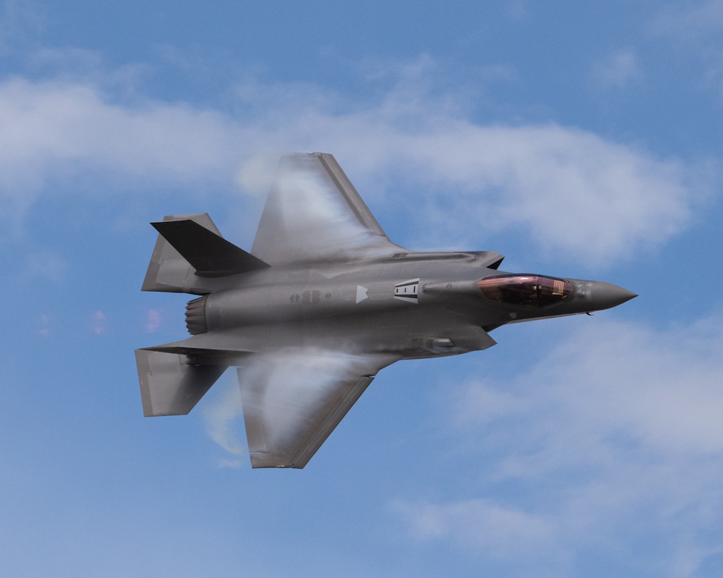 F-35A Lightning II performs the "dedication pass" maneuver