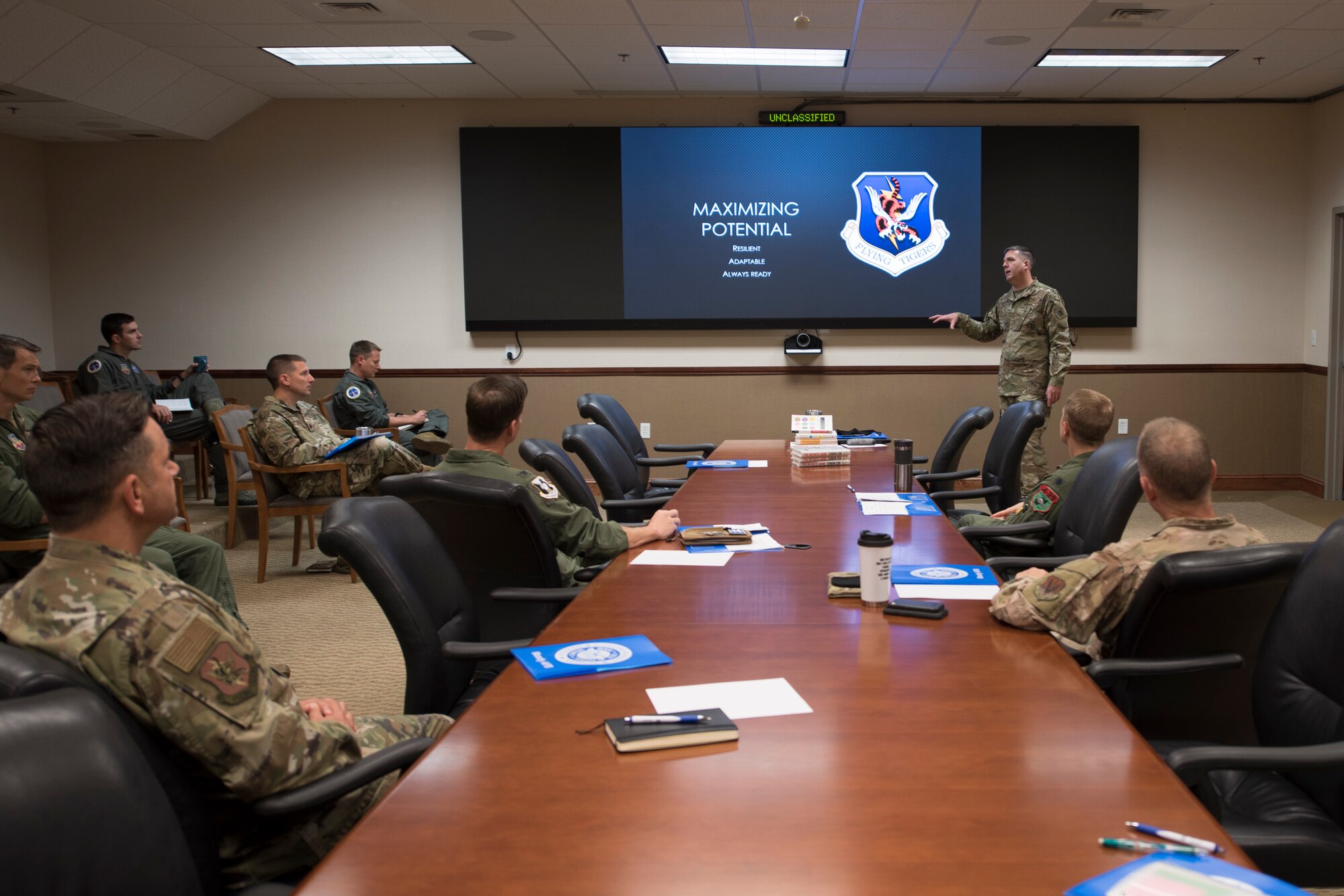 A photo of a briefing.