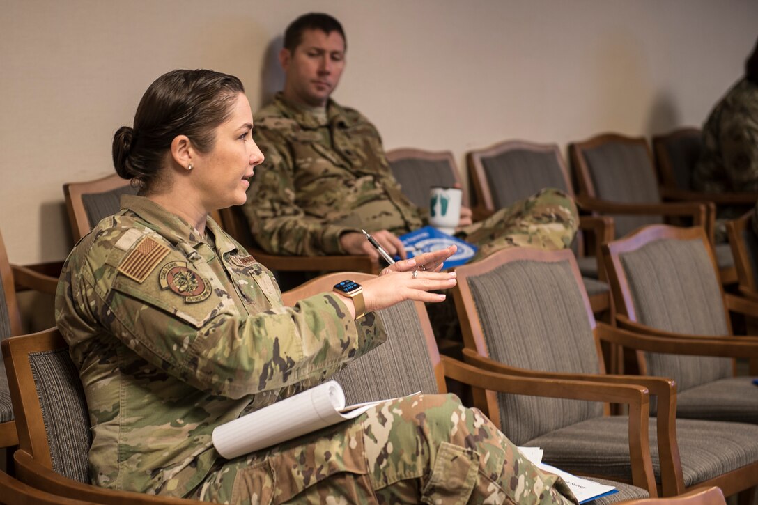 Photo of a Lt. Col. asking a question.