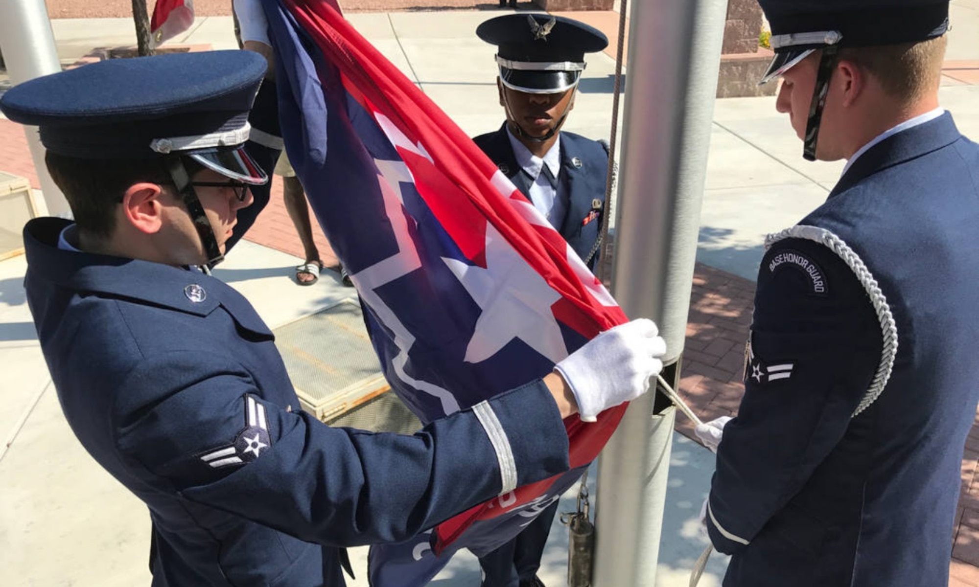 Members of the Nellis Air Force Base Color Guard raise the official Juneteenth flag. Traditionally, celebrations included what was referred to as the “scatter,” where former slaves went out and searched for displaced family members. (Courtesy Photo)