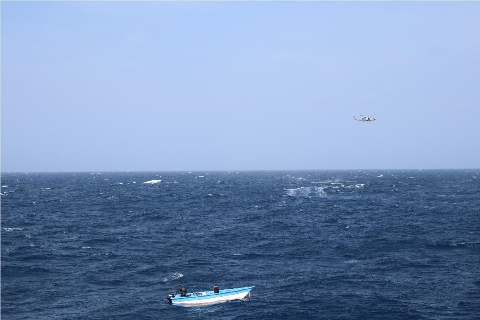 USS Lassen with embarked U.S. Coast Guard Law Enforcement Detachment team conducts enhanced counter narcotics operations in the Caribbean Sea, May 26, 2020.