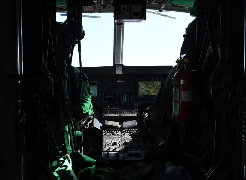 A photo of a cockpit in a helicopter.