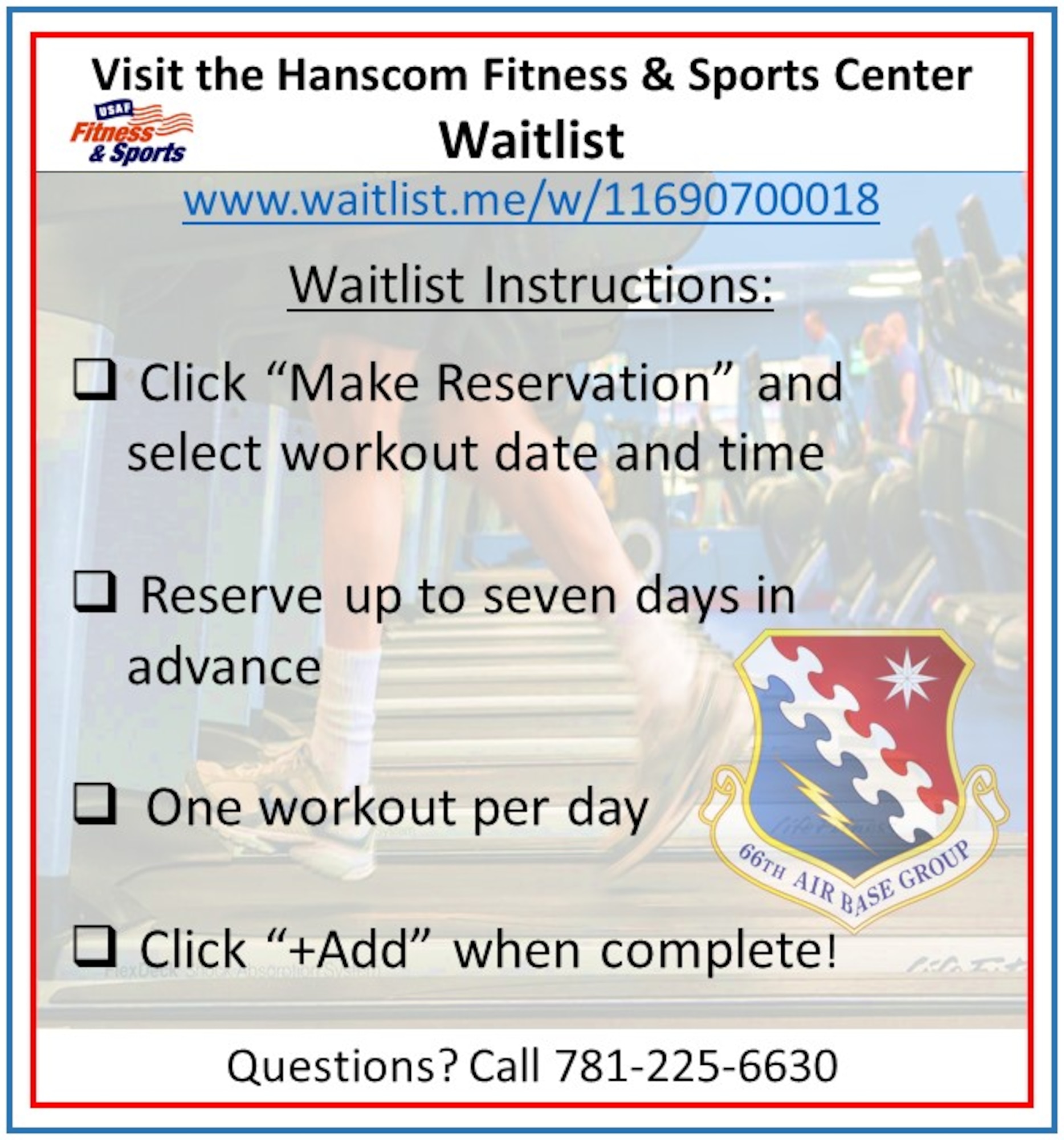 The Hanscom Fitness and Sports Center will be reopening only to active-duty military and Guard and Reserve members on active duty orders during Phase 2A. (U.S. Air Force graphic by Lance Beebe)