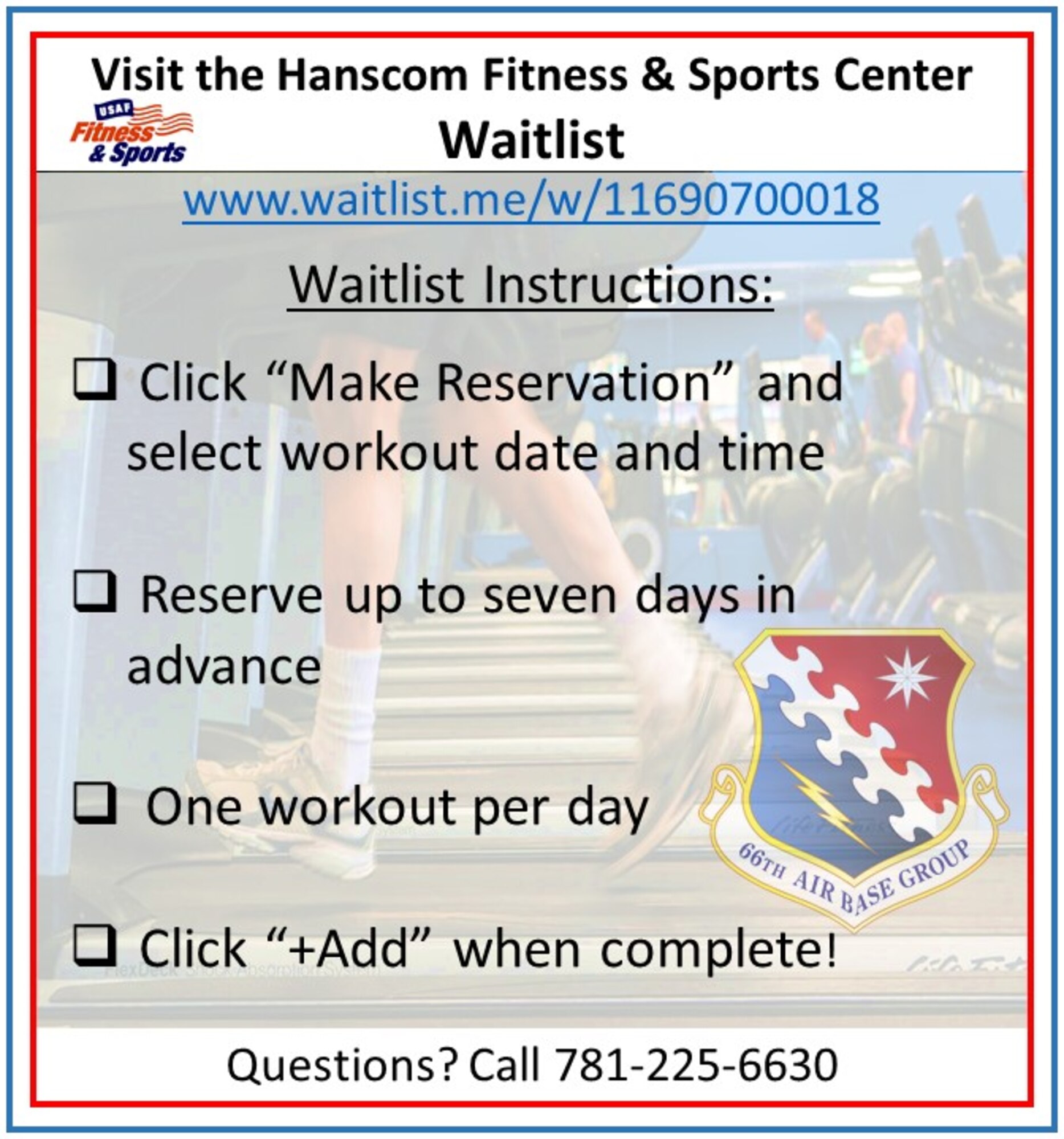 The Hanscom Fitness and Sports Center will be reopening only to active-duty military and Guard and Reserve members on active duty orders during Phase 2A. (U.S. Air Force graphic by Lance Beebe)