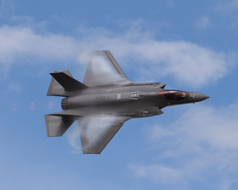 Capt. Kristin Wolfe, F-35A Lightning II Demonstration Team pilot, performs the "dedication pass" maneuver during practice at Hill Air Force Base, Utah, June 16, 2020. The maneuver is intended to provide an aerial salute to service members past and present. (U.S. Air Force photo by Capt. Kip Sumner)