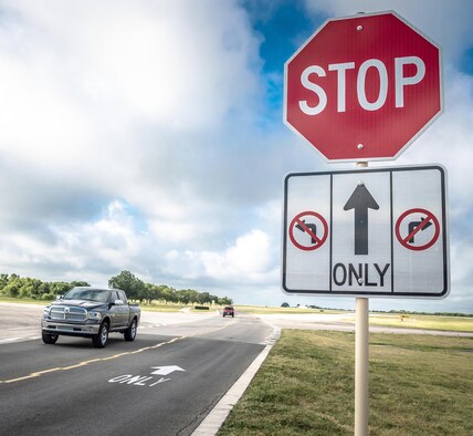 New “no-turn” signage has been added to an existing stop sign at the South ramp taxiway at Joint Base San Antonio-Randolph. Operation Echo is a 12th Operations Support Squadron effort to bring down vehicle runway incursions.