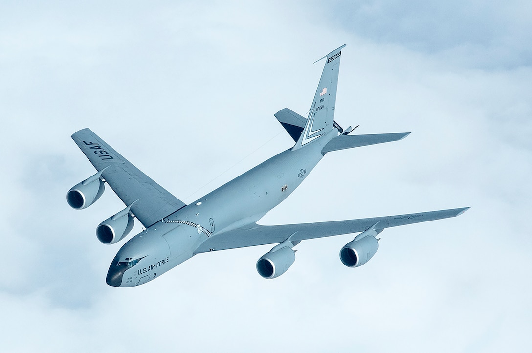 A Michigan Air National Guard KC-135T from the 171st Air Refueling Squadron at Selfridge ANG Base in flight on a refueling mission over central United States. (U.S. Air National Guard photo by Munnaf Joarder)