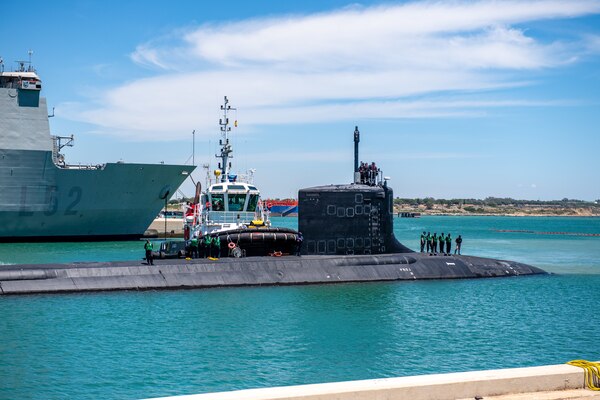 200616-N-AZ907-0011
NAVAL STATION ROTA, Spain (June 16, 2020)  The Virginia-class, nuclear-powered submarine USS Indiana (SSN 789) arrives at Naval Station Rota, Spain, June 16, 2020. Indiana is on a regularly-scheduled deployment in the U.S. 6th Fleet area of responsibility. (U.S. Navy photo by Mass Communication Specialist 1st Class Peter Lewis/Released)
