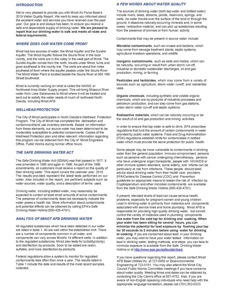 The 2018 MAFB Water Quality Report has been published.