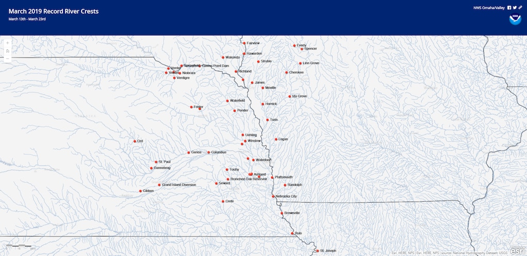 Between March 13 and March 23, 2019, per preliminary analysis by the National Weather Service, over 50 gages on the Missouri River and its tributaries in the region set new stage records. Nearly all of these new records were on unregulated areas of the Missouri Basin -- tributaries and the Missouri River downstream of Gavins Point Dam.