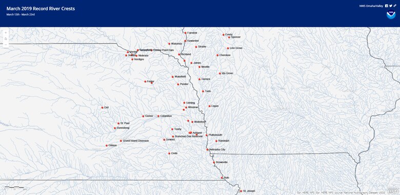 Between March 13 and March 23, 2019, per preliminary analysis by the National Weather Service, over 50 gages on the Missouri River and its tributaries in the region set new stage records. Nearly all of these new records were on unregulated areas of the Missouri Basin -- tributaries and the Missouri River downstream of Gavins Point Dam.