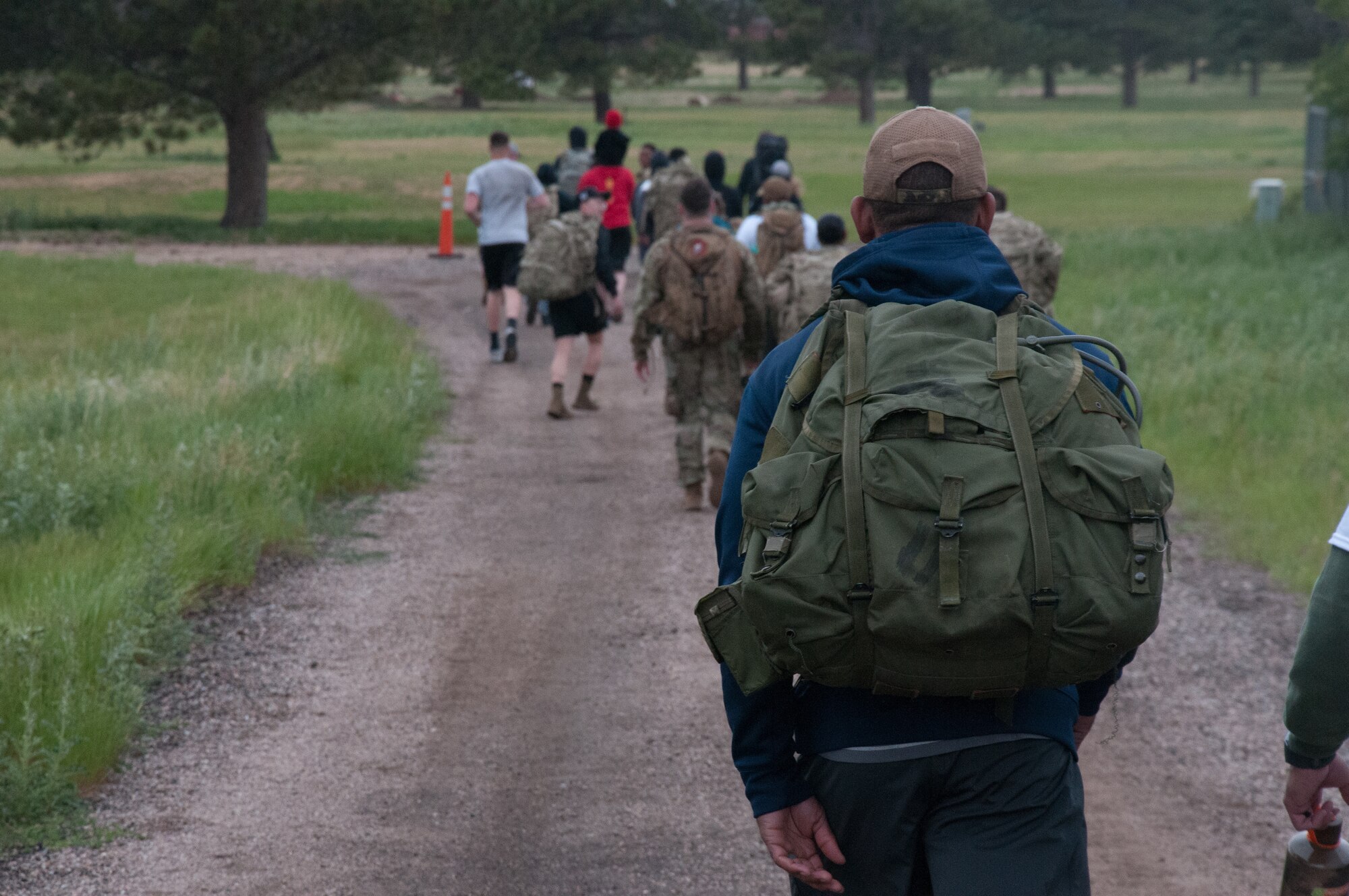 The ruck march was an event organized by 20th Air Force headquarters staff to build comradery and create a space for difficult conversations about racism and discrimination. U.S. Air Force photo by 1st Lt Ieva Bytautaite.