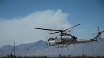 A photo of a Marine helicopter flying