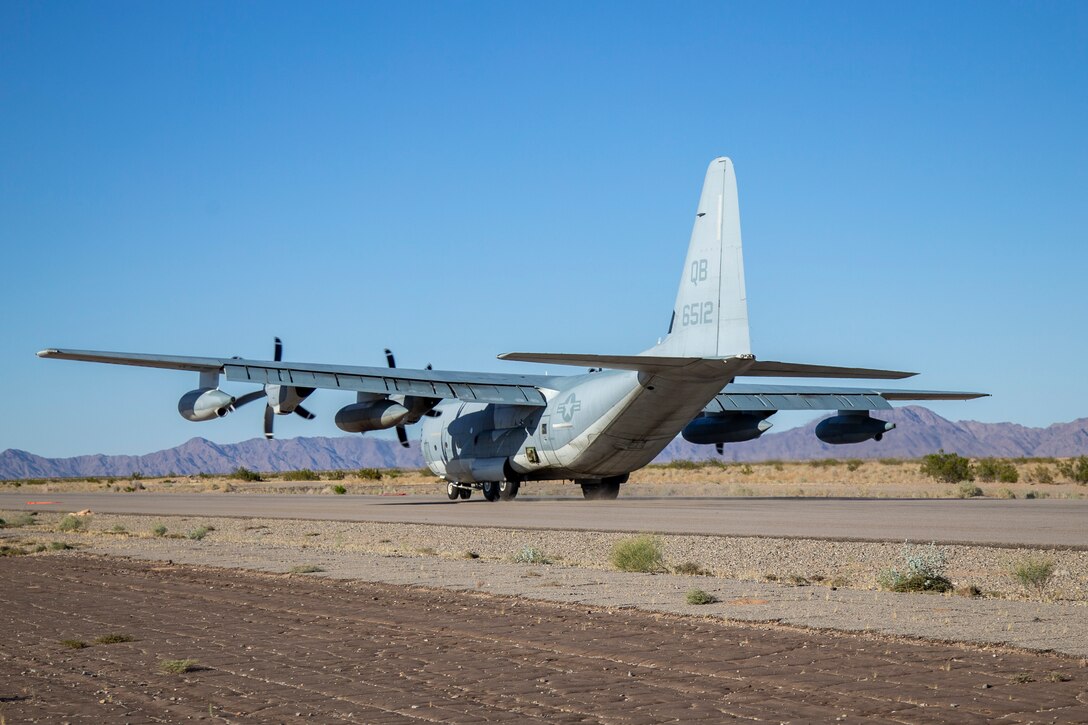 President Donald J. Trump departs from a flight aboard Marine Corps Air Station (MCAS) Yuma as part of a visit to the border wall on June 23, 2020.
