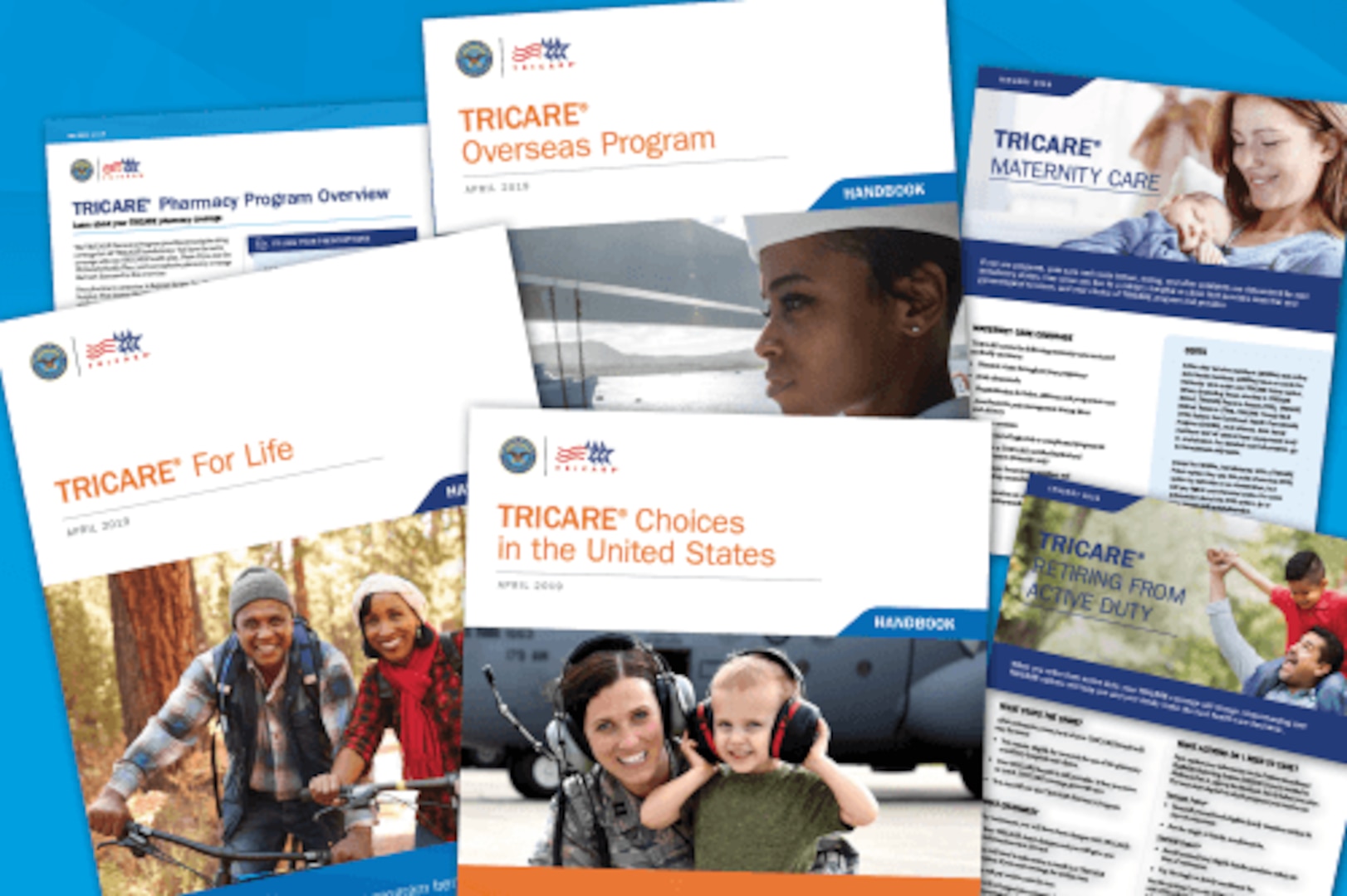 A phot of TRICARE publications covers