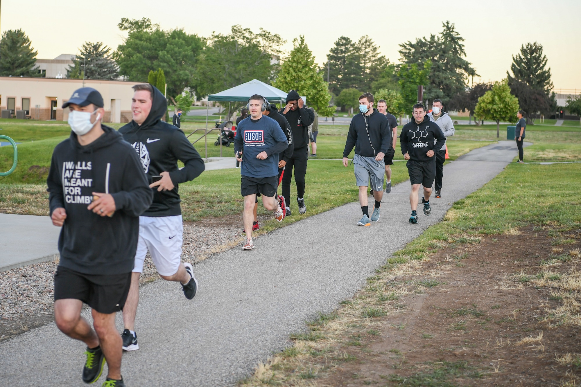 Military and civilian Airmen and their families participate in a Unity 5K run/walk.