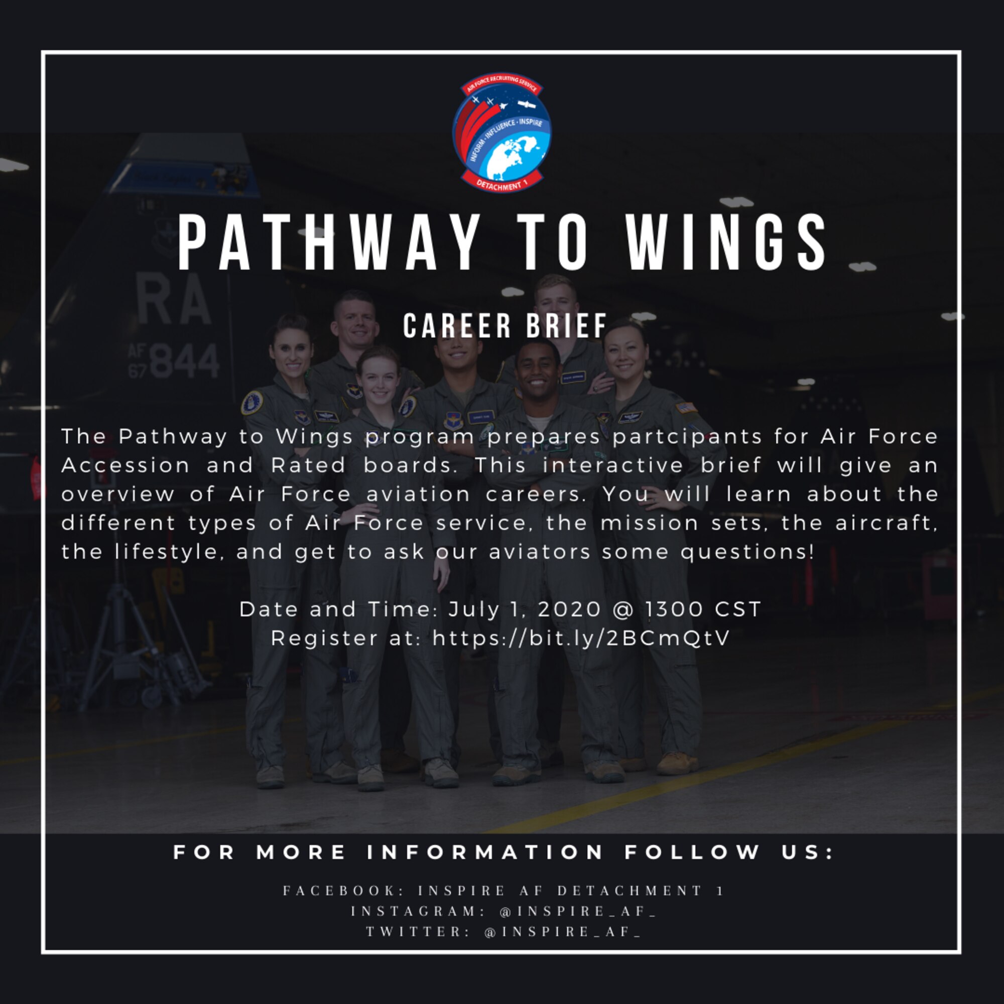 graphic with text with pilots in background