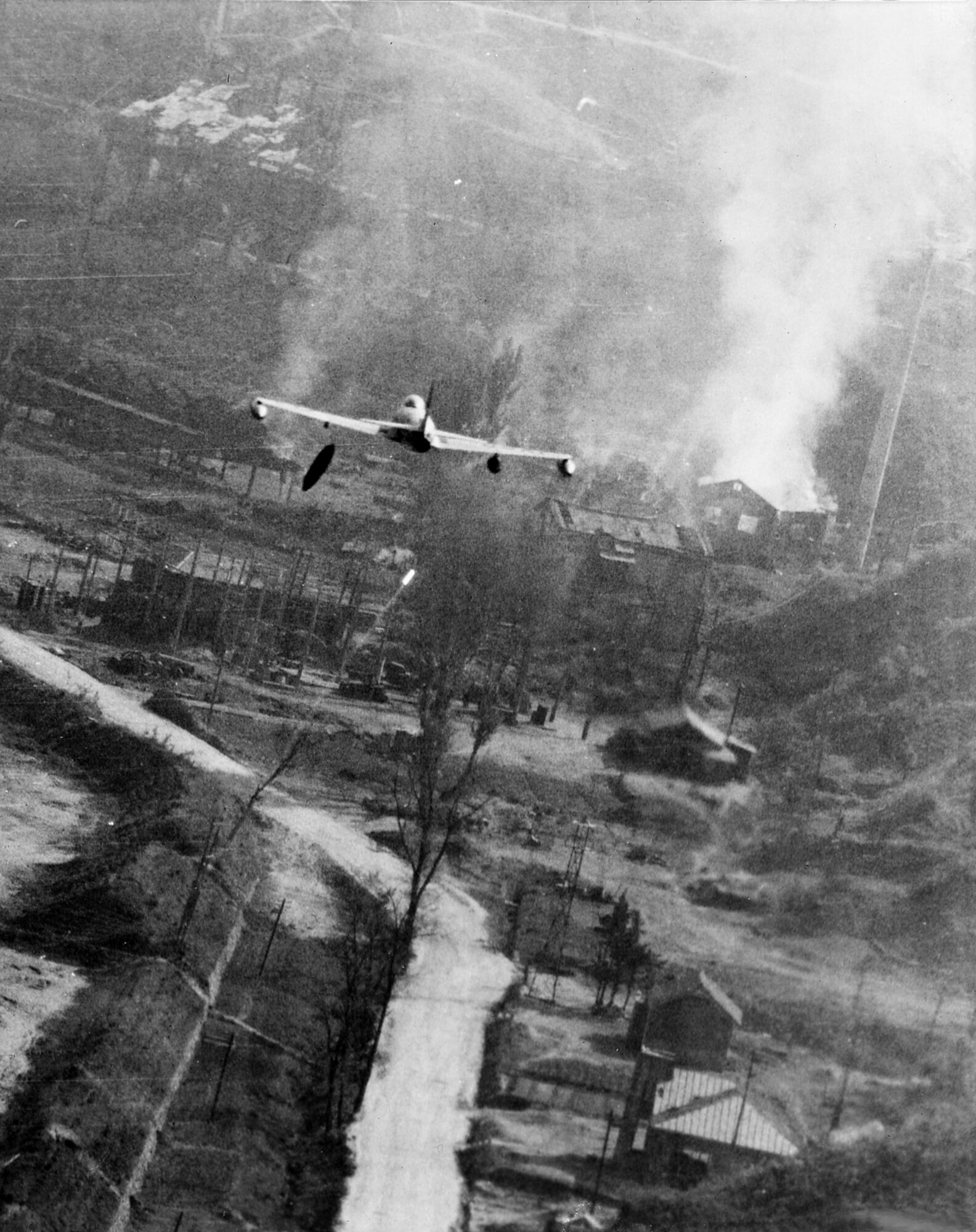 F-80 flies over Korea during the Korean War