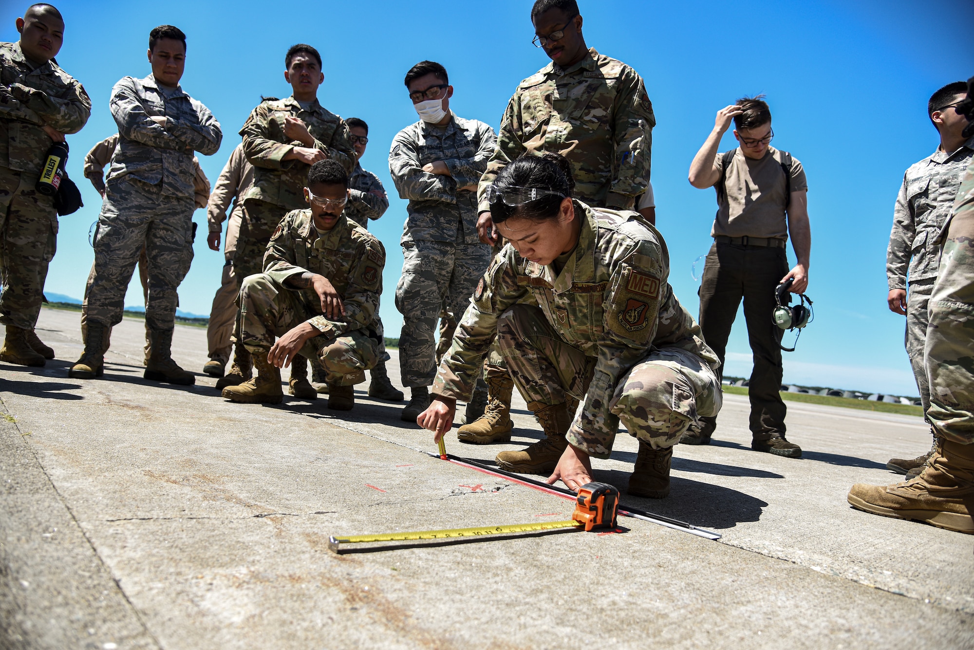 Twenty-four Airmen from nine different squadrons participated in a Multi-Capable Airmen event in support of the Agile Combat Employment concept at Misawa Air Base, Japan, June 12, 2020. The MCAs completed airfield inspections and four expedient spall repairs on the flightline.