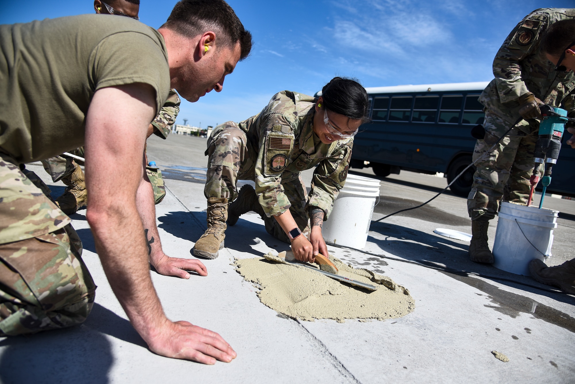 Twenty-four Airmen from nine different squadrons participated in a Multi-Capable Airmen event in support of the Agile Combat Employment concept at Misawa Air Base, Japan, June 12, 2020. The MCAs completed airfield inspections and four expedient spall repairs on the flightline.