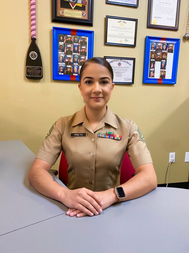 While on her way to a training event to prepare future Marines for basic training, Prieto noticed three suspicious individuals attempting to conceal shotguns while crossing onto Hemlock Pass, a highway in Ocala. When Prieto recognized the suspicious activity and called out to question them, they ran. Prieto immediately dropped off her future Marines at a safe location and pursued the suspects on foot for two miles, continuously updating the police by cell phone.