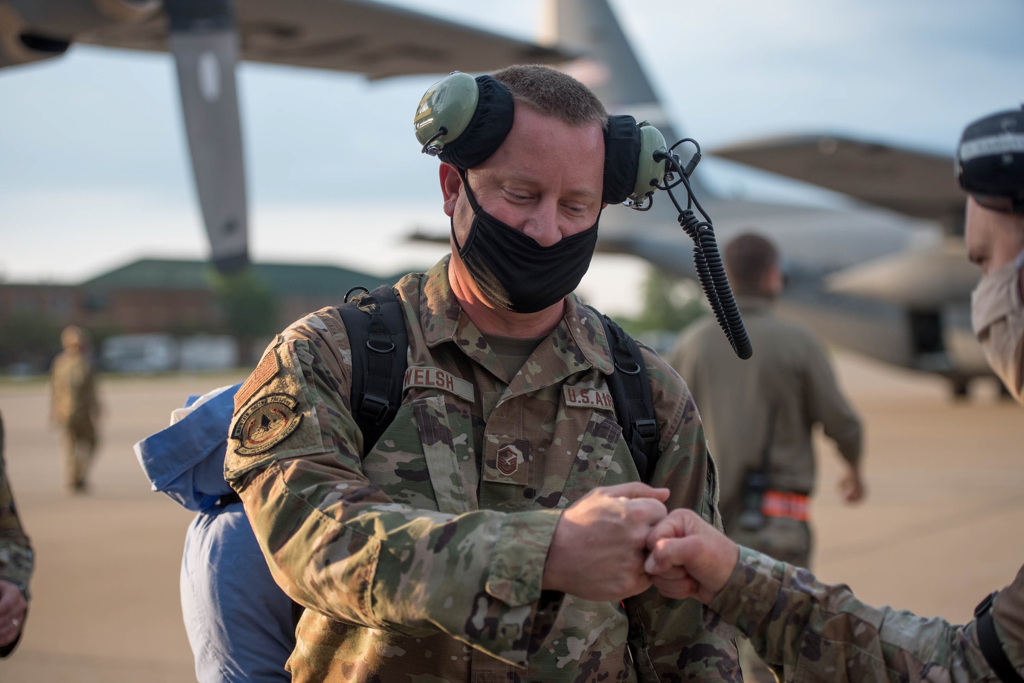 Members of the 123rd Airlift Wing board a C-130 Hercules aircraft at the Kentucky Air National Guard Base in Louisville, Ky., June 24, 2020, prior to deploying to the Persian Gulf region. The Airmen will spend four months flying troops and cargo across the U.S. Central Command area of responsibility, which includes Iraq, Afghanistan and northern Africa. (U.S. Air National Guard photo by Senior Airman Clayton Wear)