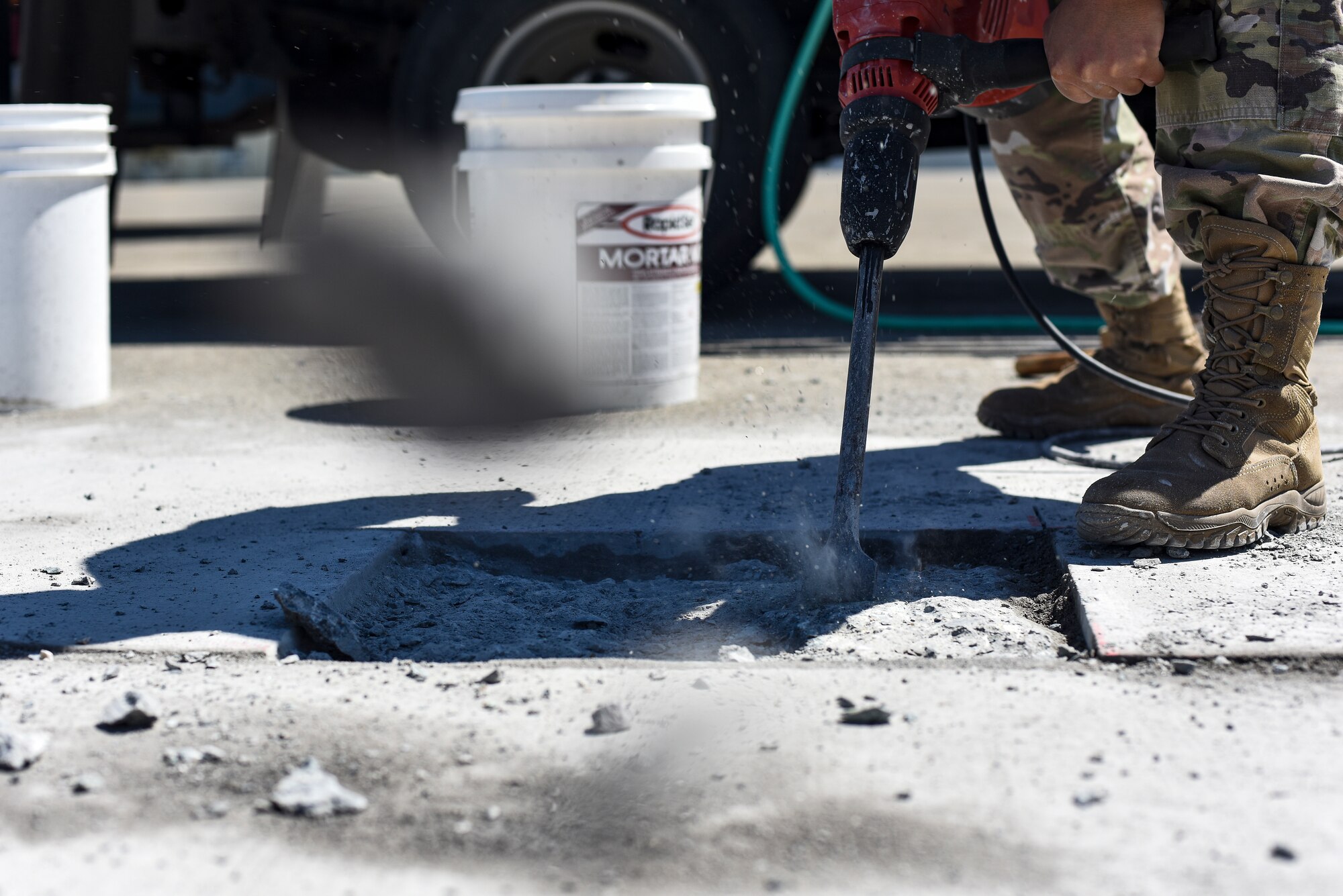 Twenty-four Airmen from nine different squadrons participated in a Multi-Capable Airmen event in support of the Agile Combat Employment concept at Misawa Air Base, Japan, June 12, 2020. The MCAs completed airfield inspections and four expedient spall repairs on the flightline.