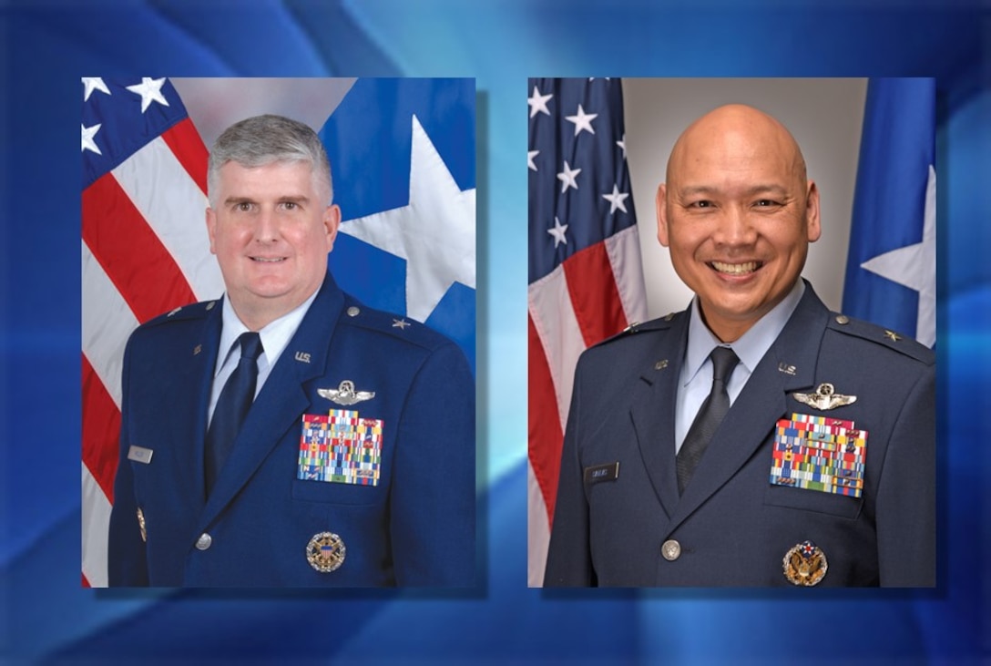 Air Force Brig. Gen. Albert Miller and Air Force Brig. Gen. Jimmy Canlas